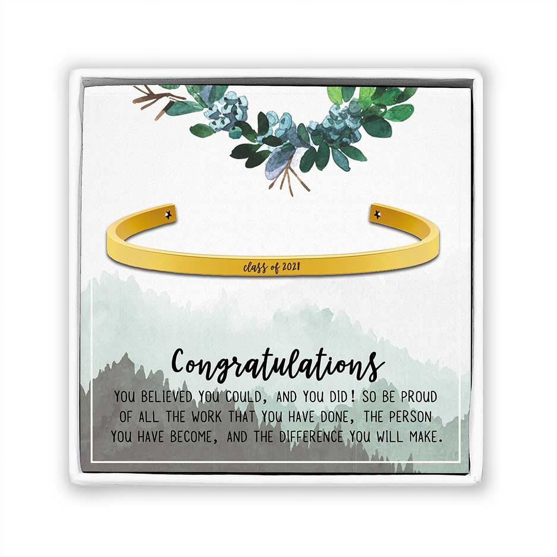 Anavia Enjoy the Journey Graduation Gift for Best Friend - Class of 2021 College Graduation Gift for Friend - Stainless Steel Bangle Gift