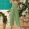 thumbnail image 2 of Fashion Jumpsuits for Women Tummy Control Summer Plus Size Solid Color Casual Camis Pocket Sleeveless Suspender Jumpsuit, 2 of 6