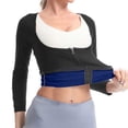 thumbnail image 3 of Women Long Sleeve Sauna Suit Hot Sweat Body Shaper Jacket Zipper Up Solid Color Coat Gym Running Fitness Exercise Outerwear, 3 of 7