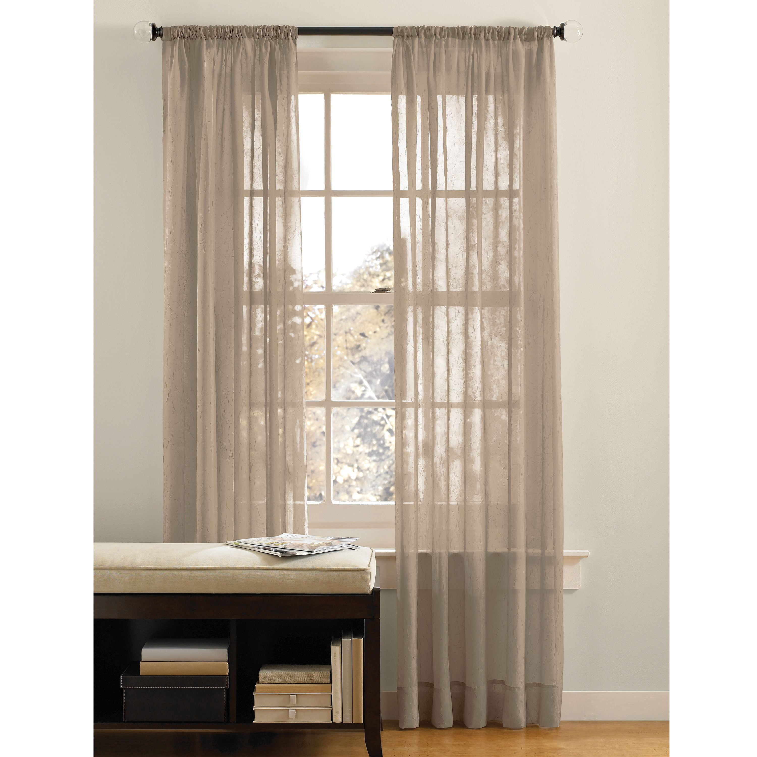 Better Homes & Gardens Crushed Voile Sheer Curtain Panel, 1 Panel, Clay Beige, 51"W x 95" L