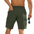 thumbnail image 5 of Domzle Mens Cargo Shorts Casual Drawstring Elastic Waist Stretch Shorts with Pockets Button Closure for Summer Work Outdoor Army Green M, 5 of 10