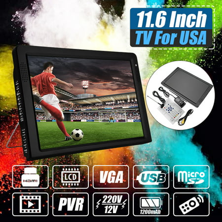 Digital TV Video Player 1080P HD 11.6'' Color TFT-LED Screen,Support DOLBY Sound,ATSC, ATSC.M/H,With analog TV also, DTV+ATV All in 1 TV,165 Degree Viewing Angle+ Remote (Best Viewing Angle Tv)