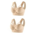 thumbnail image 1 of Gibobby Brasieres para mujer 2 piezas de ropa interior de encaje sin tirantes grande para mujer, ropa interior fina con pliegue lateral(Beige,XXL), 1 of 4