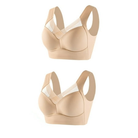 Riforla 2PC Women s Large Strapless Lace Tank Top Underwear Thin Side Fold Side Gather Adjustable Bra Everyday Wear Bras Beige XXL