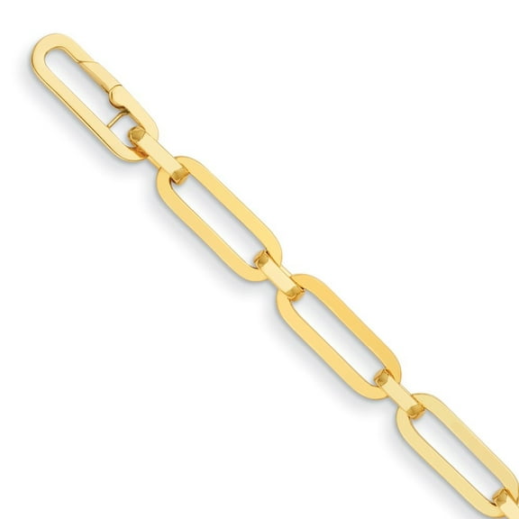 Auriga 14k Yellow Gold Polished 10mm Paperclip Semi-solid Link 7.5 inch Bracelet for Women