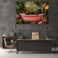 thumbnail image 6 of Mudket Framed Panther in Pink Bathtub Canvas Wall Art, Jungle Leopard Print Bathroom Wall Decor, Animal Wall Art for Living Room, Ready to Hang - 12"L x 8"W, 6 of 10