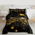 thumbnail image 2 of Yellow Gamer Bedding Teens Gaming Comforter Set Twin, Game Quilt Bedroom Decor,Neon Lights Gamepad Duvet Set Geometry Grid Down Comforter Game Reversible Bedding Set Warm, 2 of 7