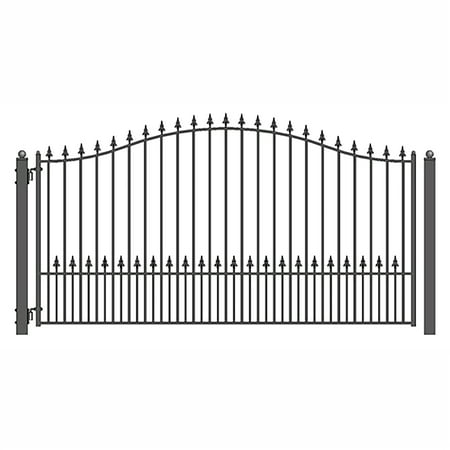 ALEKO Steel Single Swing 12 x 6 feet Black Driveway Gate Munich Style