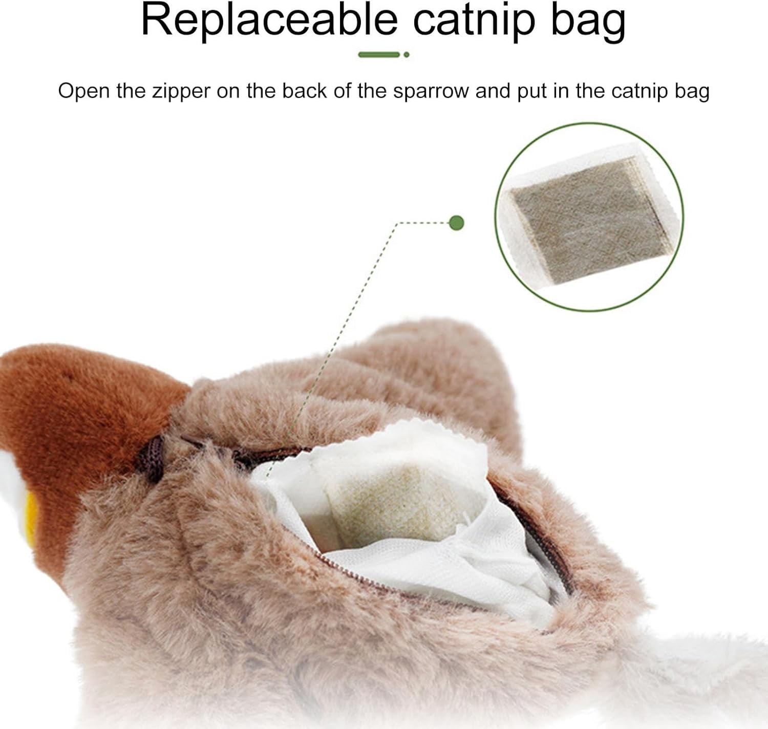 Flying Bird Cat Toy - Interactive Chirping Bird Toy with Flapping Wings, USB Rechargeable Simulated Sparrow Cat Toy for Indoor Cats, 2025 New Interactive Cat Toys