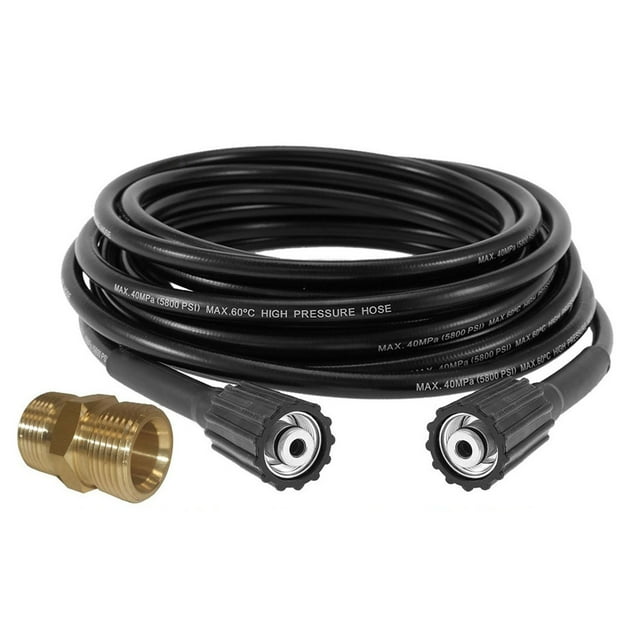 Graflsoa 50ft High-Pressure Washer Extension Hose with Adapter, 5800 PSI, Kink-Resistant, Compatible with Gasoline & Electric Pressure Washers, M22-14mm Fittings, PVC & Stainless Steel, Black