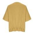 thumbnail image 5 of LWITHSZG Cotton Linen Half Sleeve Tops for Women Pleated Boat Neck T Shirts Casual Loose Fit Work Blouses Summer Outfits S-XXL, 5 of 9