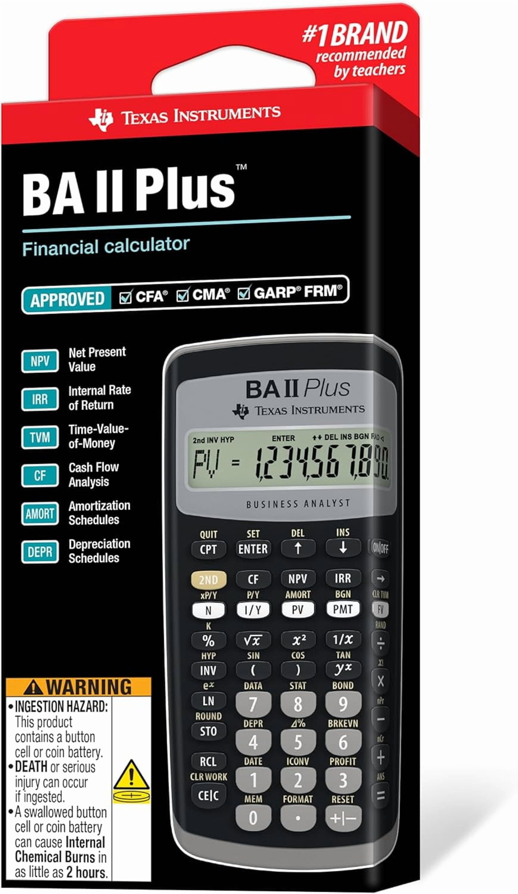 BA II Plus Financial Calculator, Black Medium