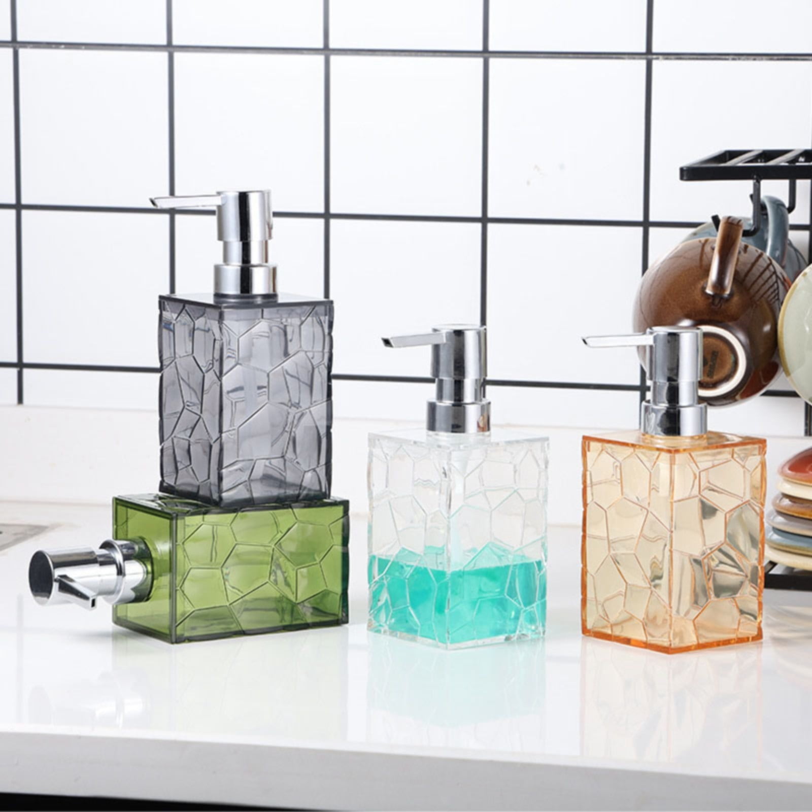 Foldable And Dustpan Set 2 Pack Proof Clear Soap Dispenser Acrylic Plastic Hand Soap Lotion Dispenser Set For Bathroom Decor Kitchen College Dorm