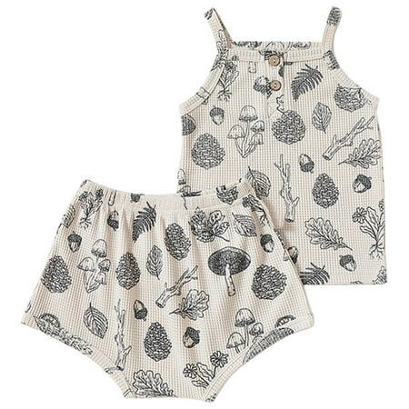

WUXIAN Kid Toddler Baby Girls Clothes Camisole Tops Sling Vest Elastic Waist Floral Print Shorts Cute Summer Outfit Set Infants Children Comfortable Dailywear