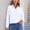 White, variant on Solid Womens Tops Blouses Business Casual Collared Long Sleeve Blouson Relaxed Fit Office Wear White