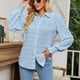 thumbnail image 4 of Camisa de punto suizo para mujer, puños fruncidos, botonadura única, cuello vuelto, blusa de ocio de manga larga abombada, 4 of 7
