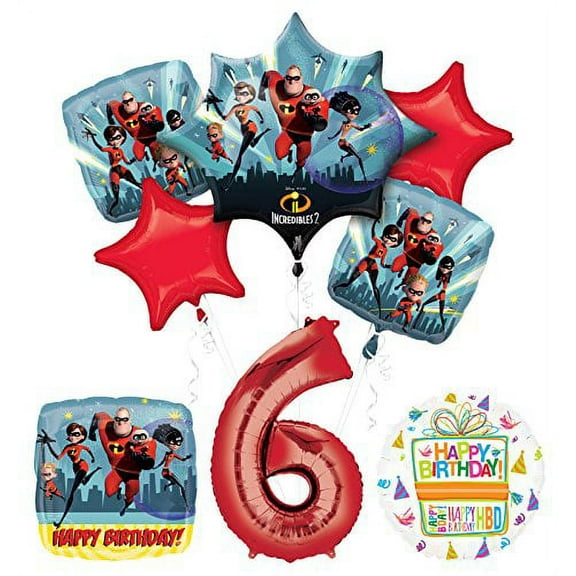 Incredibles 2 party supplies 6th Birthday Balloon Bouquet Decorations