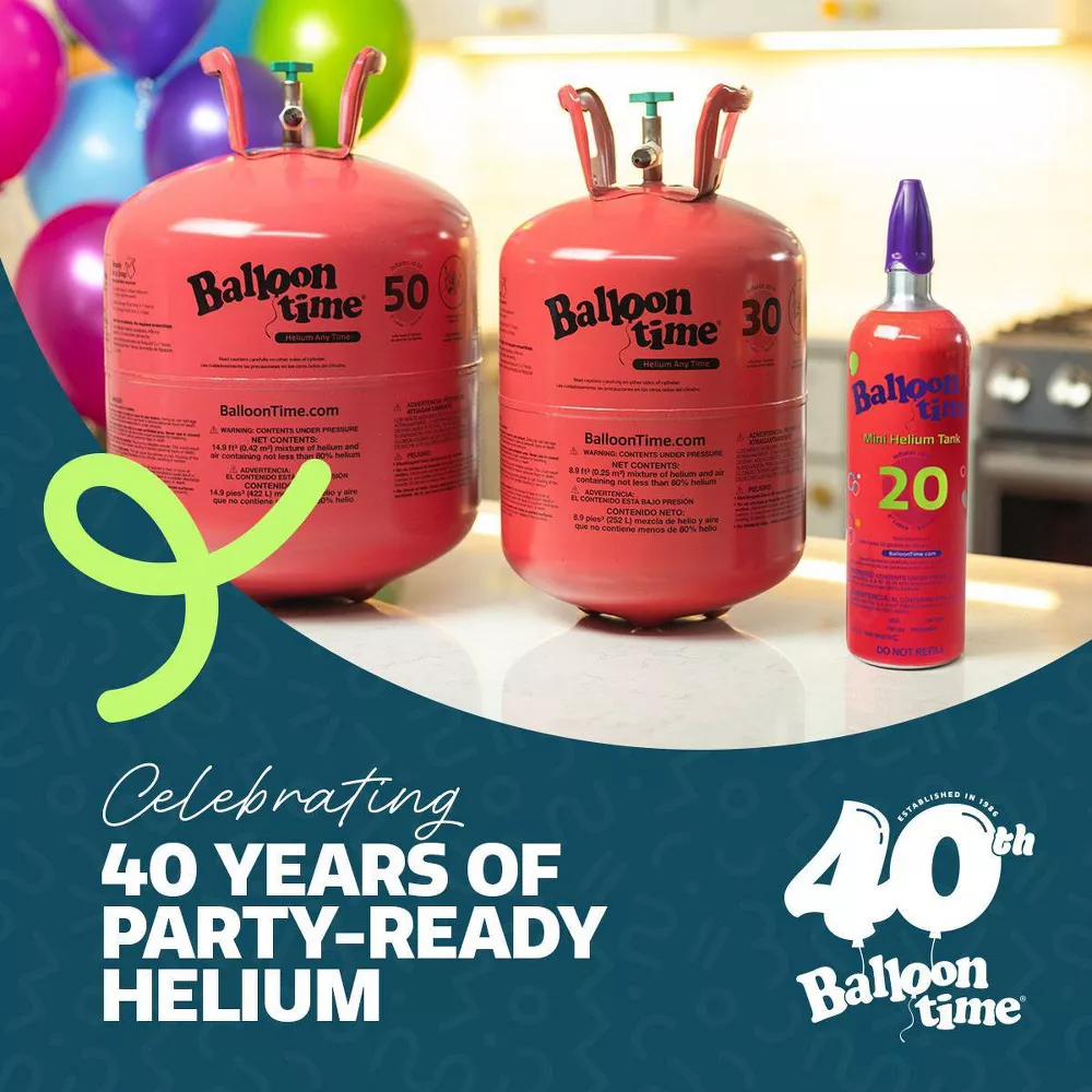 Balloon Time Mini Helium Tank, Portable Helium Tank, Fills 20 9" Balloons