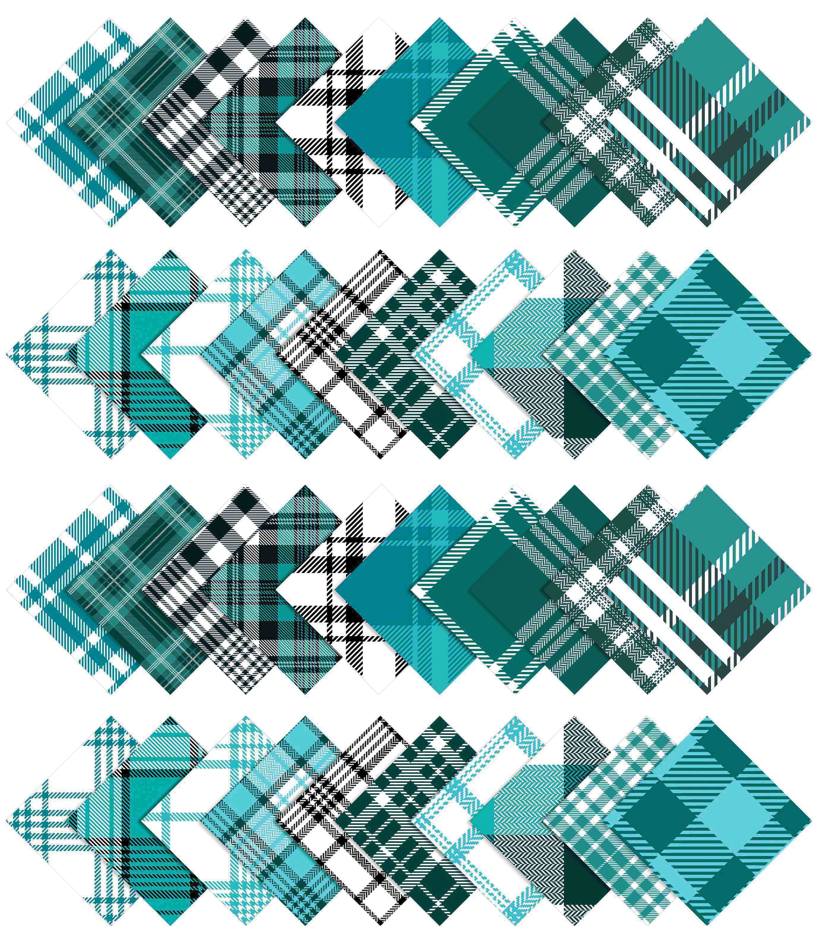Soimoi Precut 10-inch Check & Tartan Prints Cotton Fabric Bundle Quilting Squares Charm Pack DIY Patchwork Sewing Craft- Blue & Green