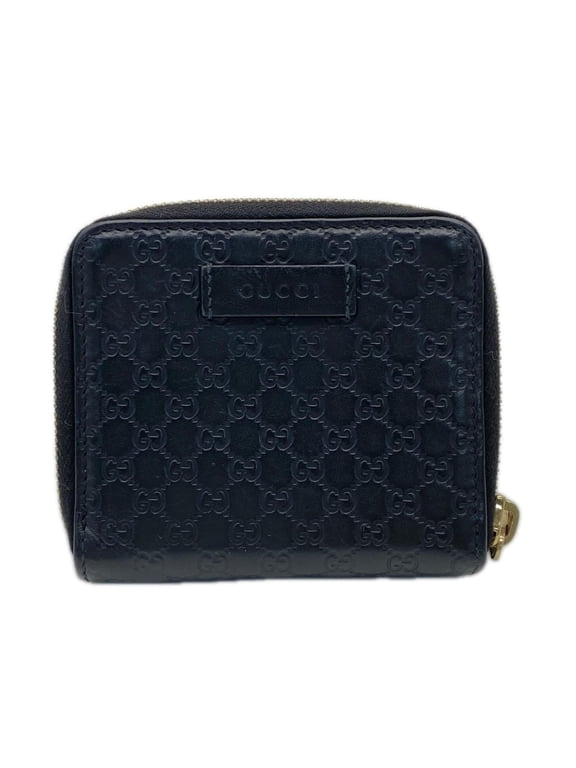 Pre-Owned GUCCI Microguccissima Bi-fold Compact Wallet 449395 Black Calf Leather Men's