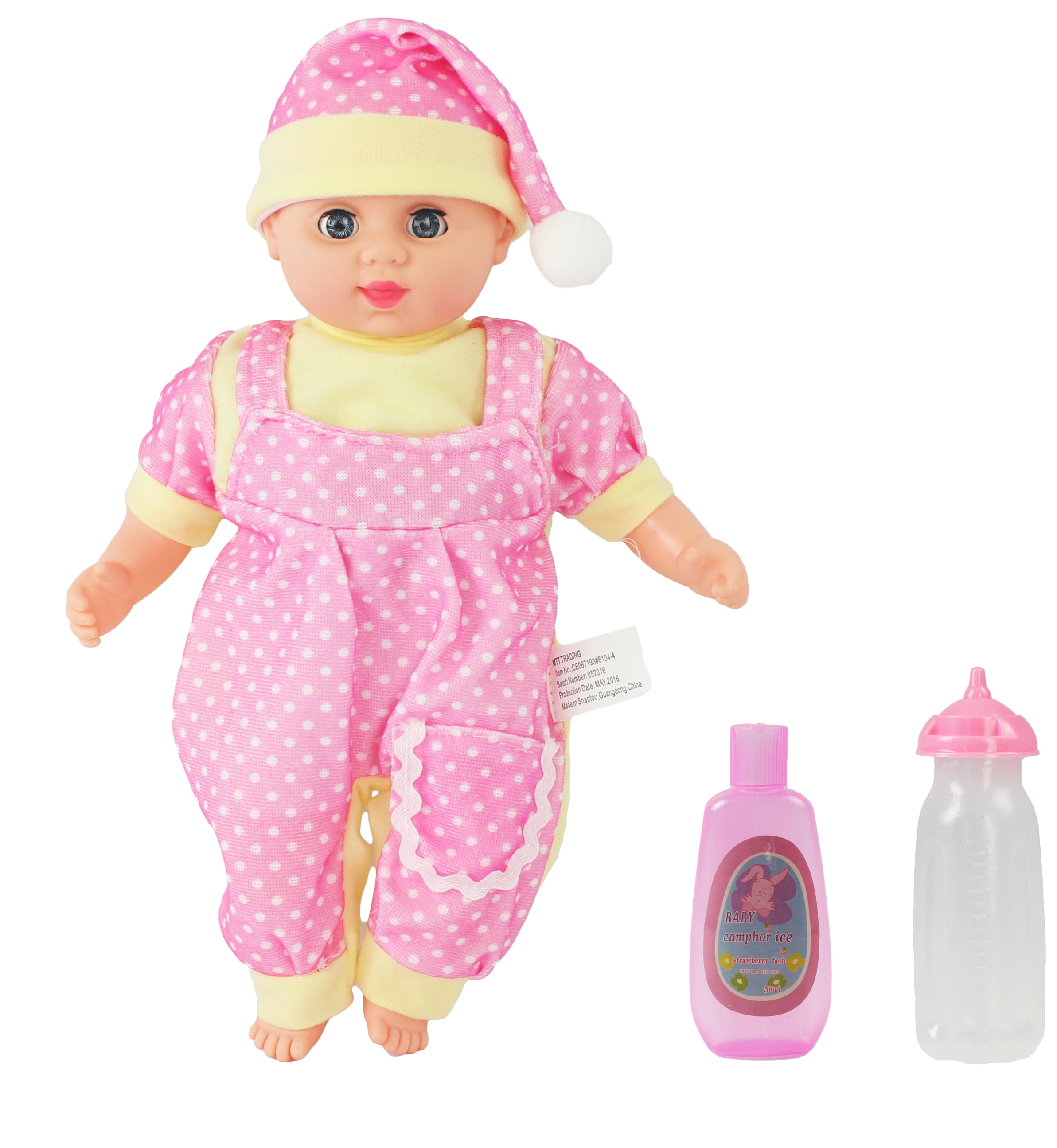 Singing 12" Battery Operated Pretend Play Toy Baby Doll, Soft Rubber