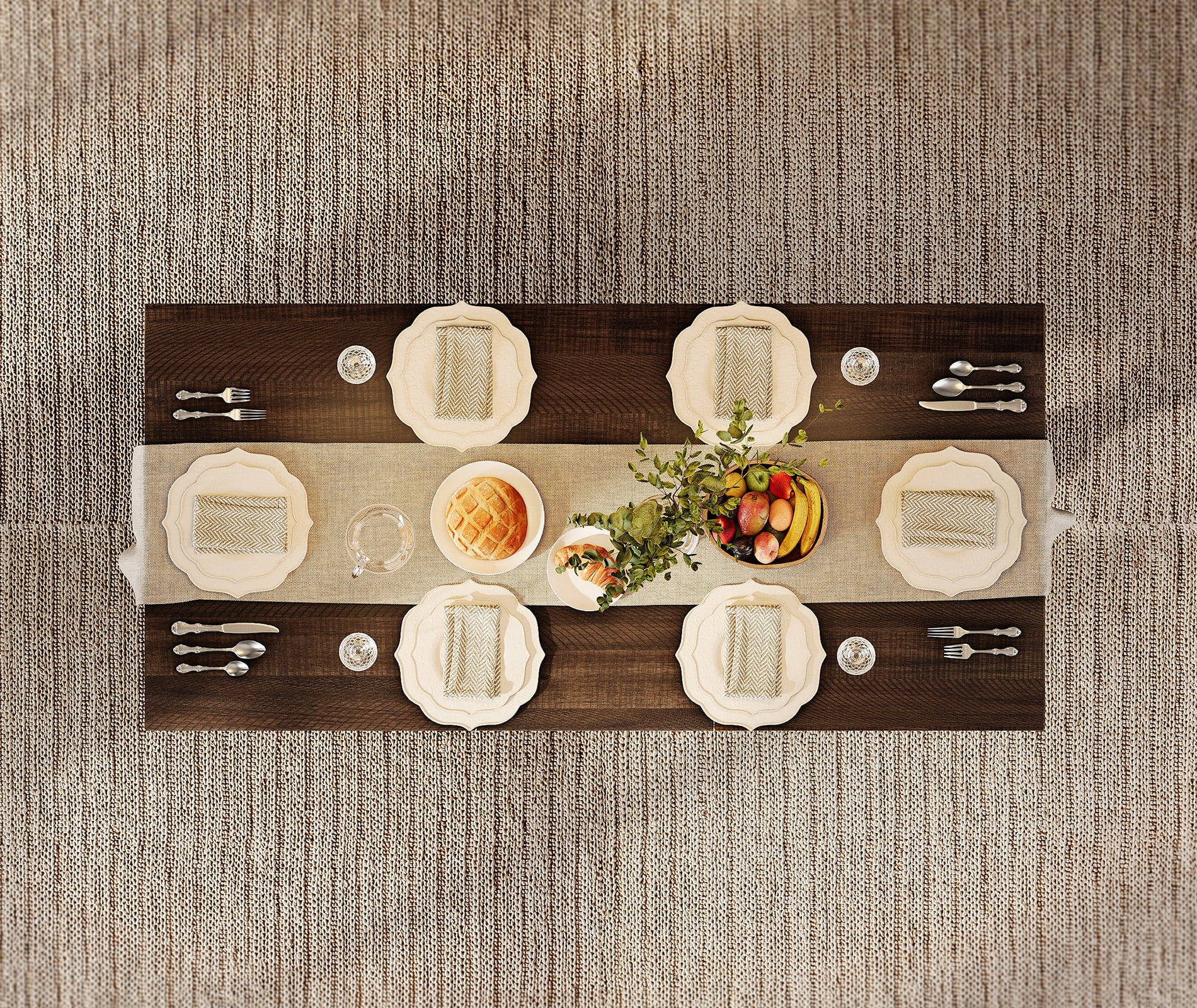 WAMPAT Modern Farmhouse Dinning Table Set for 6-8,74.8" Large Kitchen Table with 2 Solid Wood Legs and Double Pedestal Base for Dinning Room & Living Room,Espresso