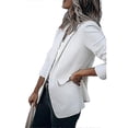 thumbnail image 3 of Women's Ladies Plain Open Front Lapel Blazer Long Sleeve Work Office Cardigan Jacket 26s, 3 of 4