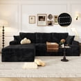 thumbnail image 3 of 104" Modular L-Shaped Sectional Sofa with Chaise - No Assembly Required Boneless Corduroy Couch, High Resilience Foam, Deep Black, 3 of 12