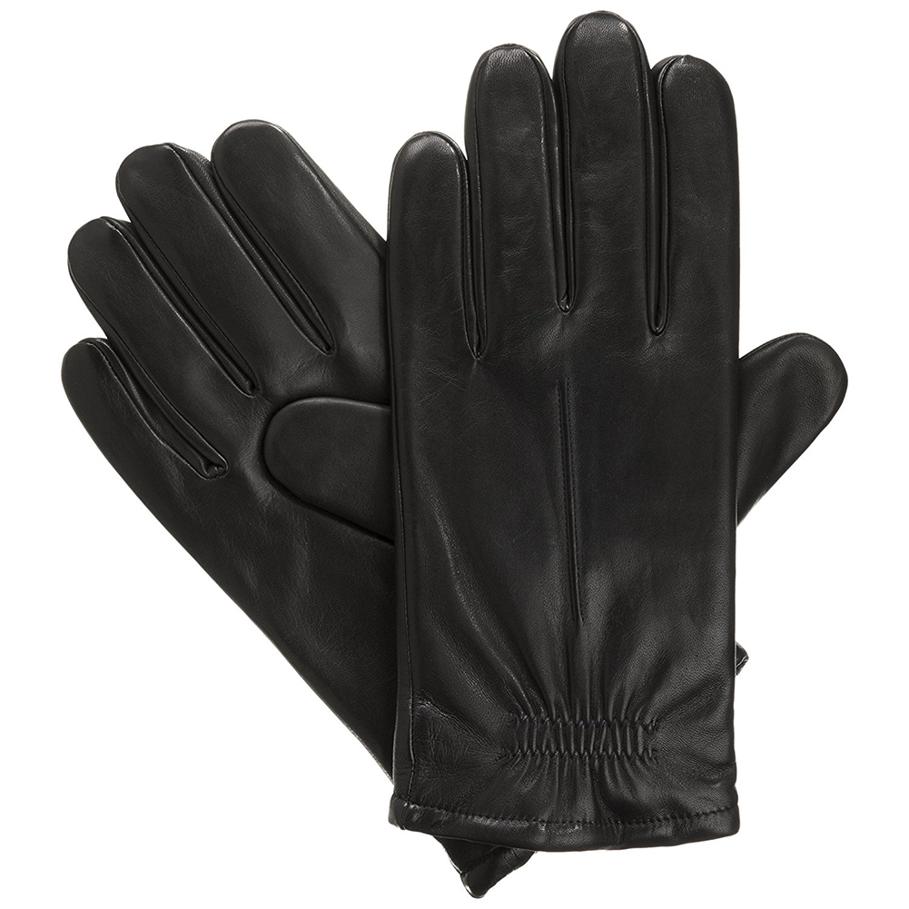 Isotoner - Isotoner Men's Leather Partial Back Gather Gloves Black L ...