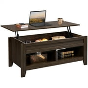 Yaheetech 47.5'' Lift Top Coffee Table w/Hidden Compartment & 2 Open Shelves For Living Room Reception Room, Espresso
