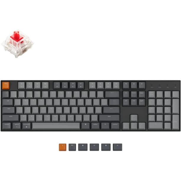 K K10 Full Size Layout White LED Backlit Red Switch Hot-Swappable ...