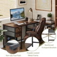thumbnail image 5 of 48" L Shaped Office Desk Charging Station & 2 Fabric Drawers, Corner Computer Desk with Open Shelf for Home Office Gaming, Rustic Brown, 5 of 10