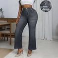 thumbnail image 6 of Cutuoiiu Women Comfortable High Waist Flare Jeans Look Pants with Pockets Everyday Wear Stretch Trousers Gifts, 6 of 9
