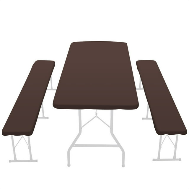 Outdoor Table Cloth Picni-C Table and Bench Fitted Tablecloth Cover, 3-Piece Set, Waterproof Backing Elastic Edge Waterproof Wipeable Oxford Cloth Tablecloth for Home Indoor
