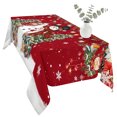 thumbnail image 2 of Red Snowman Christmas Table Cloth Waterproof Tablecloths, Xmas Tree Snowflake Ball Poinsettia Tablecloth Dining Table Cover for Kitchen Party Tabletop Outdoor, Rectangle Tablecloth 54x108 Inch, 2 of 9