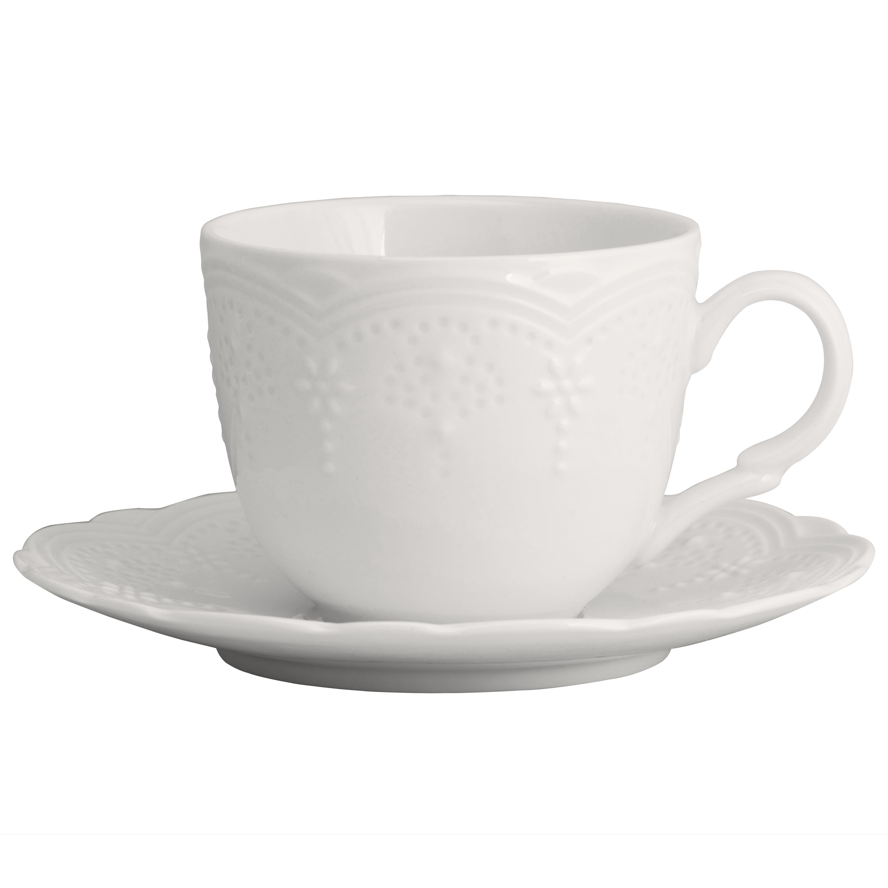 10 Strawberry Street Valentina Porcelain Cup & Saucer, Set of 6, White