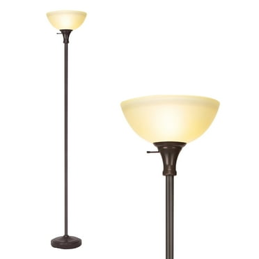 HonoDing 72-inch Elegant Vintage Art Deco Floor Lamp with Frosted White Glass Shade(Brown)