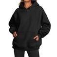 thumbnail image 4 of Oversized Women's Fleece Loose Hoodie Heavyweight Sweatshirt Kangaroo Pocket Drop Shoulder Pullovers Top, 4 of 8