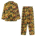 thumbnail image 5 of SCRAWLGOD Sunflower Women Button Up Pjs Sets for Women Long Sleeve Two Piece Clothing Size L V Neck Women Sleepwear Set Comfortable Women's Pj with Pockets, 5 of 7