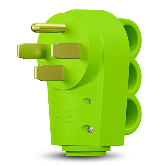 Leisure Cords 50 AMP Male RV Receptacle Plug Electrical Plug Adapter with Handle (50-Amp Male)