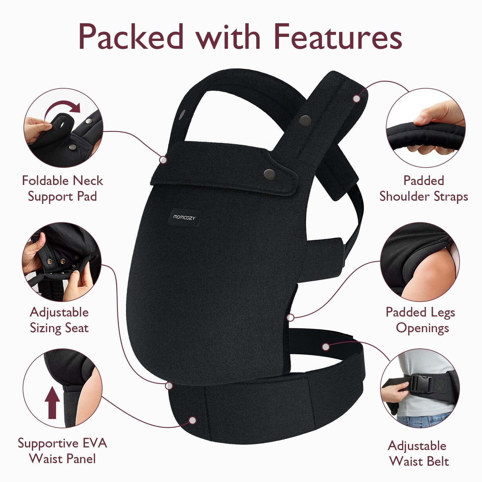 Ergonomic Cozy and Lightweight Baby Carrier Newborn to Toddler Black