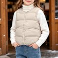 thumbnail image 3 of YUANxueke Kids Lightweight Crewneck Puffer Vest Sleeveless Padded Gilet Fall Winter Warm Quilted Vest,Beige,3-4 Years, 3 of 7