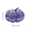 thumbnail image 4 of Halloween Sparkling Mirror Glass Pumpkin Decor High Gloss Reflective Tile Ornament Faux Stem Pumpkin Statue for Tabletop Mantel Fall Harvest Home Decoration, 4 of 7