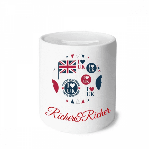 union jack i love uk Shaped country Rich and Rich Bank Saving Box Coin