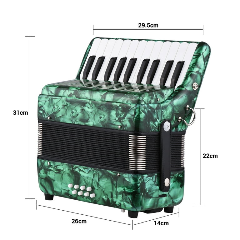 Gecheer 22 Keys 8 Bass Piano Accordion with Adjustable Straps Gig Bag Musical Instrument for Kids Beginners