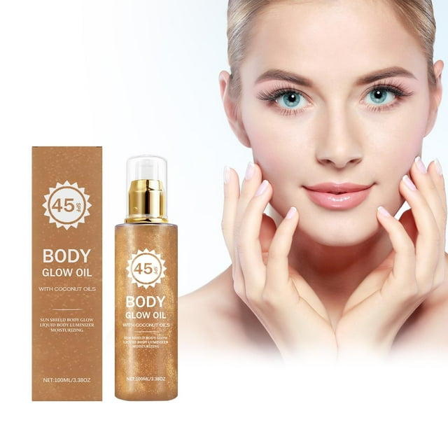 Salud y Belleza, Cuidado Personal, Protector Solar, Protectores Solares, Aceite Protector Solar con Purpurina y Coco, Aceite Corporal de Amplio Espectro con Resistentes al Agua, Resultados Luminosos,