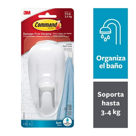 

Command Bathroom Hook with Water-Resistant Strips 1-Hook 2-Strip white - 17600B