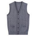 thumbnail image 5 of Riecok Men Vest Sweater Sleeveless V Neck Button down Sweaters Lightweight Solid Winter Tops with Pockets Gray L, 5 of 5