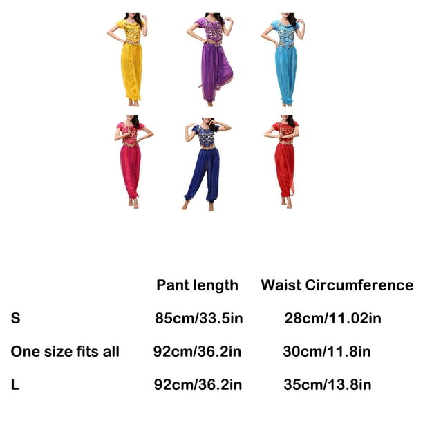 Smilepp Indian Belly Dance Pants Dancing Lace-up Back Top Costume Set Sexy  Sleeve Ladies Fashionable Girls Performance Lake Blue Free Size
