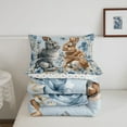 thumbnail image 5 of Erosebridal Couple Bunnies Bedding Comforter Set, Cartoon Rabbit Down Comforter, Blue Rose Decor, Reversible 2pcs, 5 of 8